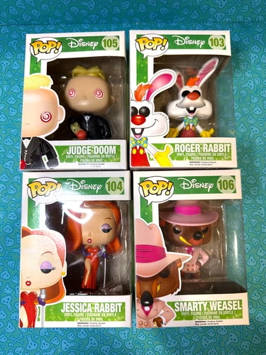 Funko Pop Rodger Rabbit Jessica, Judge,, Smarty Weasel Disney Set of 4 Vaulted