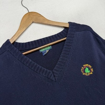 Vintage Little Traverse Bay Golf Sweater Men's 2XL Made In USA Embroidered 90s
