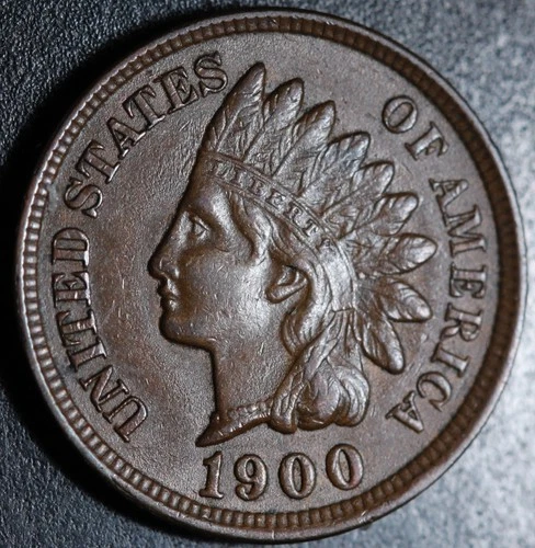 1900 INDIAN HEAD CENT - With LIBERTY & Near 4 DIAMONDS - AU UNC