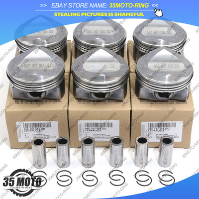 6x Genuine Piston & Rings STD For Audi A7 A8 2.5L FSI V6 CLX CPA CVB 06E107065DQ