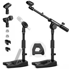 CAHAYA Mic Stand Desk Adjustable - Boom Arm Desktop Microphone Stand Metal We...