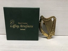 Solid Brass Harp Door Knocker Dublin Ireland Handcrafted Liffey Artefacts Boxed