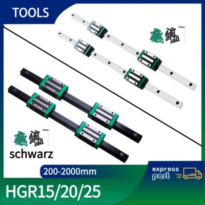 MARKENLOS HGR15 HGR20 HGR25 Linearführung Führungsschiene + 4X Gleitblocks 200-2000mm CNC