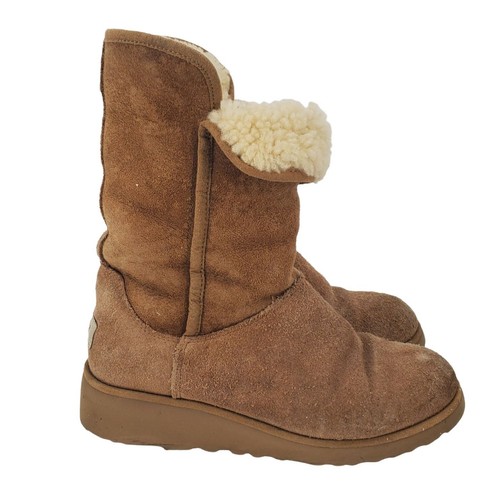 Short Pull On Mid Calf Wedge Boots 