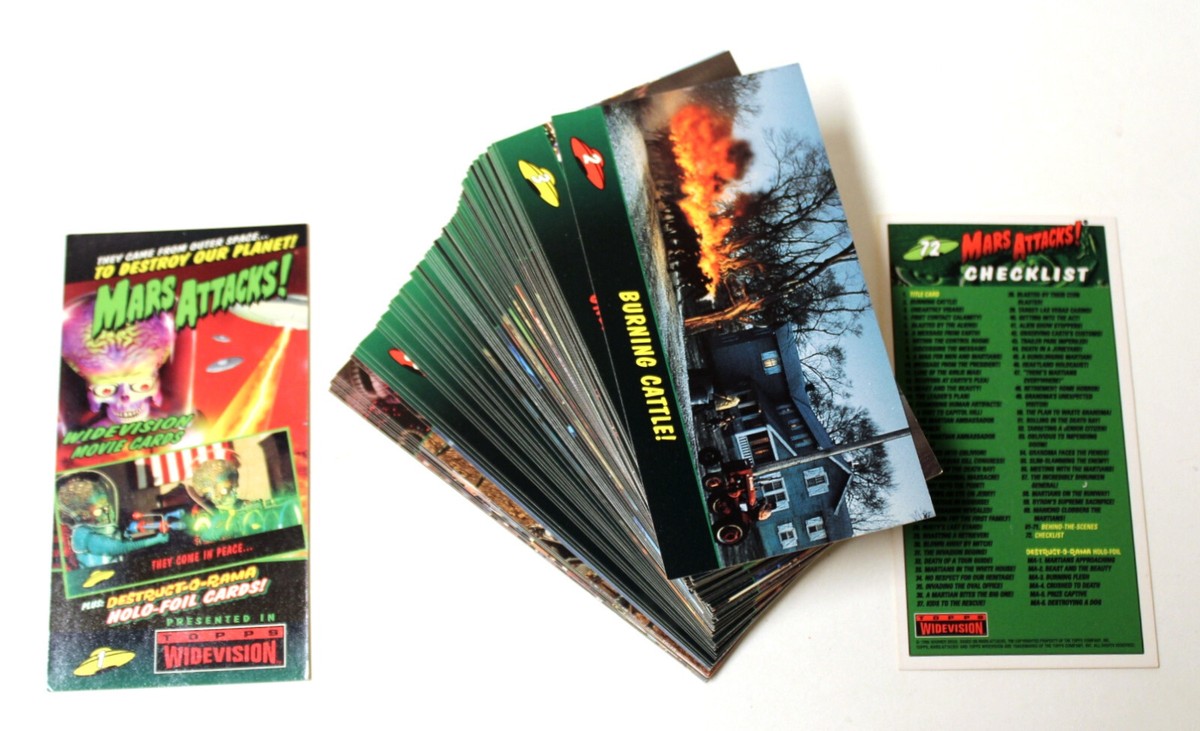 Vintage 1996 Mars Attacks Movie Widevision Trading Card Set of 72