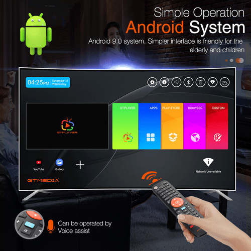 GTMEDIA GTCOMBO-4:2:2 4K 3D FTA Full DVB Satellite Receiver Android Smart TV Box - Picture 4 of 12