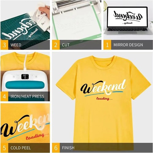 HTV Heat Transfer Vinyl Iron On Vinyl 12" x 5-50 FT T-Shirt for Cricut - Picture 8 of 26