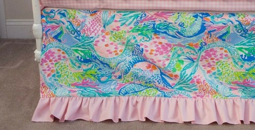 Baby Girl Crib Bedding Set - Pink Lime Mermaid Cove Nursery - Picture 17 of 25