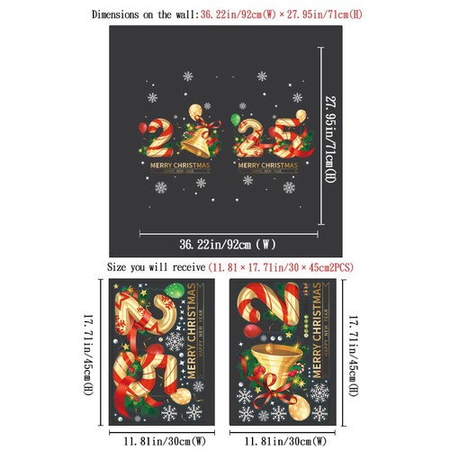2025 Merry Christmas Window Sticker Snowflake Clings Wall Home Party Decorations - Picture 2 of 15
