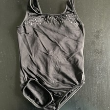 Motionwear Gymnastics Racerback Black With Rhinestones Child 6x-7