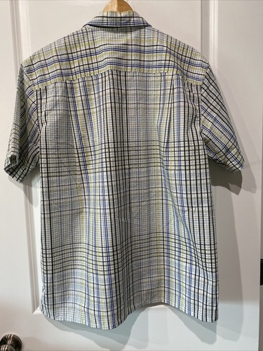 Hilos comunes Patagonia para hombre L manga corta con botones azul blanco negro texturizado - Imagen 6 de 6