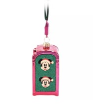 Disney 2024 Mickey  Minnie Mouse Mailbox Glass Holiday Christmas Ornament New