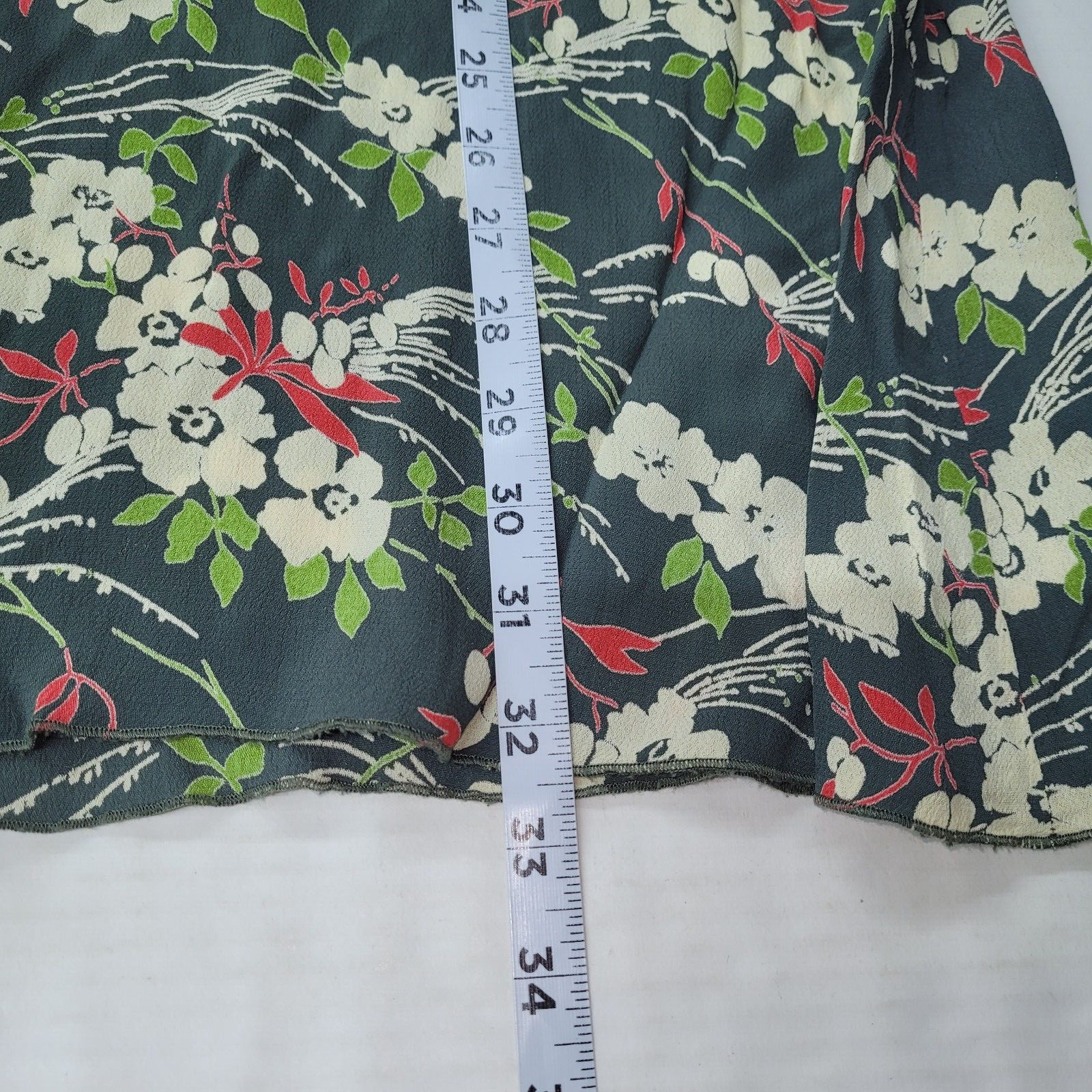 Karavan Skirt Women XL Green Floral Print Rayon A-Line Knee Length Office Casual