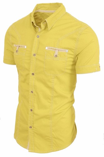 Herren FREIZEIT SHIRTS MIT KNOPF NACH UNTEN Kleid T-Shirt kurzärmelig schmale Passform Sommer gewebt - Bild 9 von 62