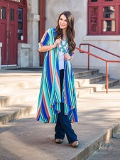 Blues Verticle Stripe Duster