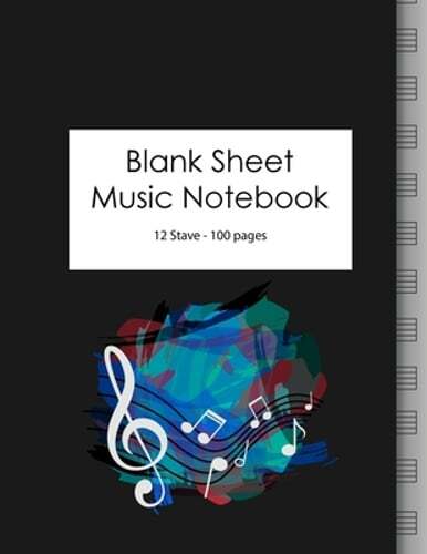 Blank Sheet Music Notebook with 100 Large 12-Stave Pages by Guitar Nation