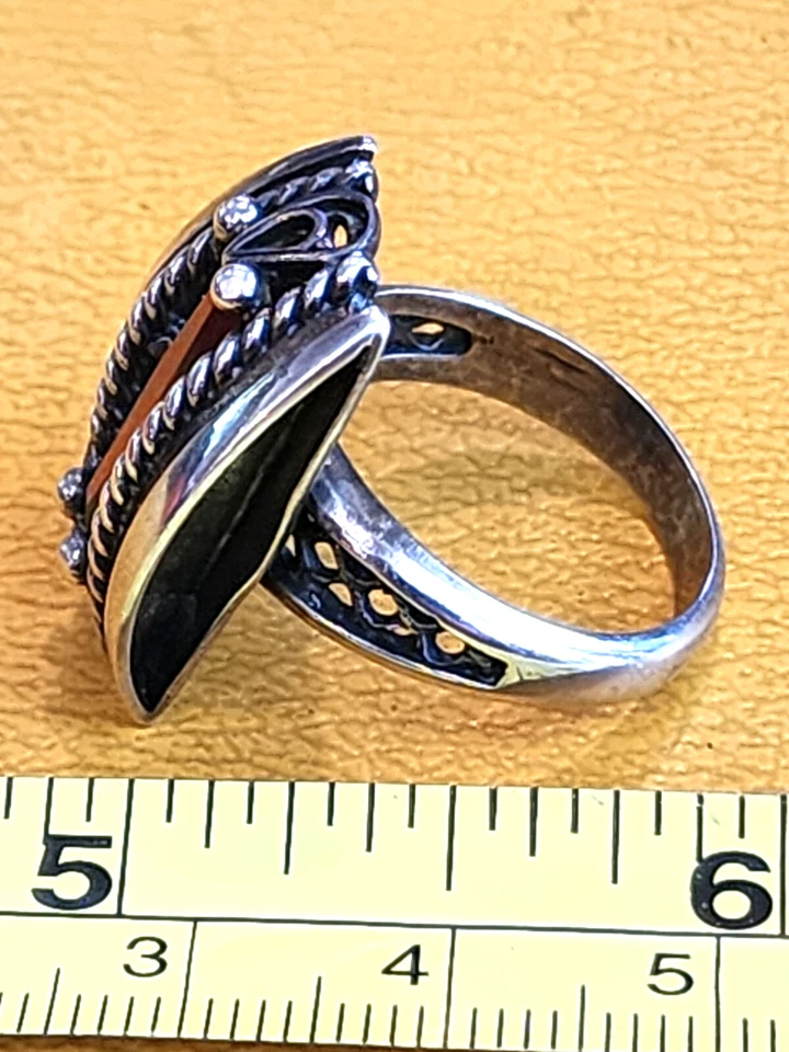 Anillo con incrustaciones de cristal de plata de ley estilo ALEXIS BITTAR talla 8 Foto 3 de 4