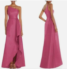 ALFRED SUNG D831 ONE SHOULDER SATIN TEA ROSE J266 GOWN DRESS sz 2