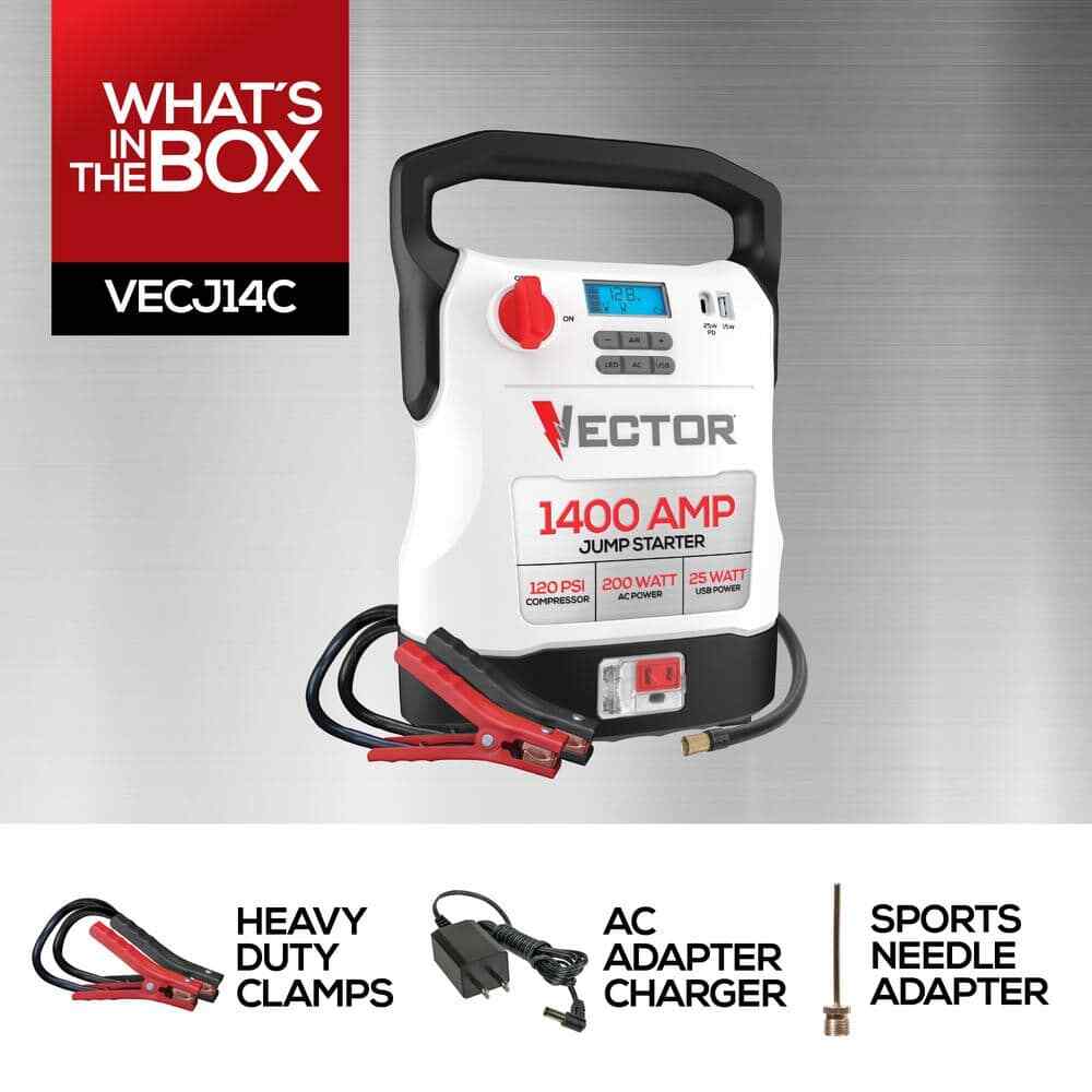 VECTOR 1400 Amp Jump Starter, Compressor, USB and AC Power