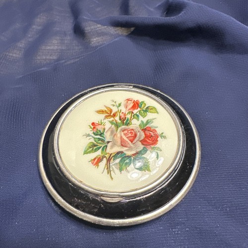 Polvere compatta da donna nera e argento floreale-vintage - Foto 2 di 18