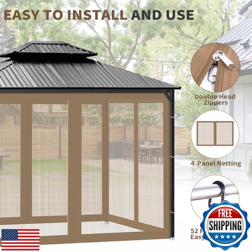 Gazebo Universal Replacement Mosquito Netting, Outdoor Canopy Net Screen 4-Pa - Picture 5 of 5