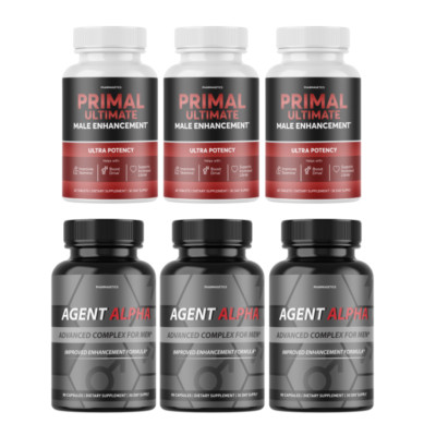 Primal Ultimate& Agent Alpha, Male Enhancement &Male Vitality Support Combo Pack