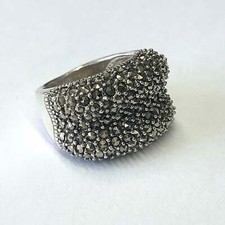 Vintage Designer Marcasite Cluster Sterling Silver Ring Size 7