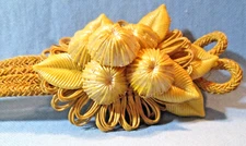 AMAZING Handmade Hair TIE BACK~ Bell Flower & Leaf on WOVEN KNOT