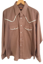 Vintage Stir Ups Western Shirt Men's XL Brown Snap Front Distressed