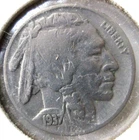 1937-P BUFFALO NICKEL, BOLD DATE, FULL RIMS, STRONG HORN,VF CONDITON, CIRCULATED