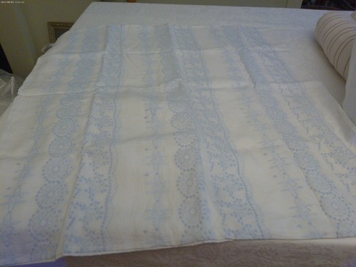 RACHEL ASHWELL COUTURE BLUE BOHEMIAN EMBROIDERED LINEN KING DUVET COVER SET 3PC - Picture 8 of 14