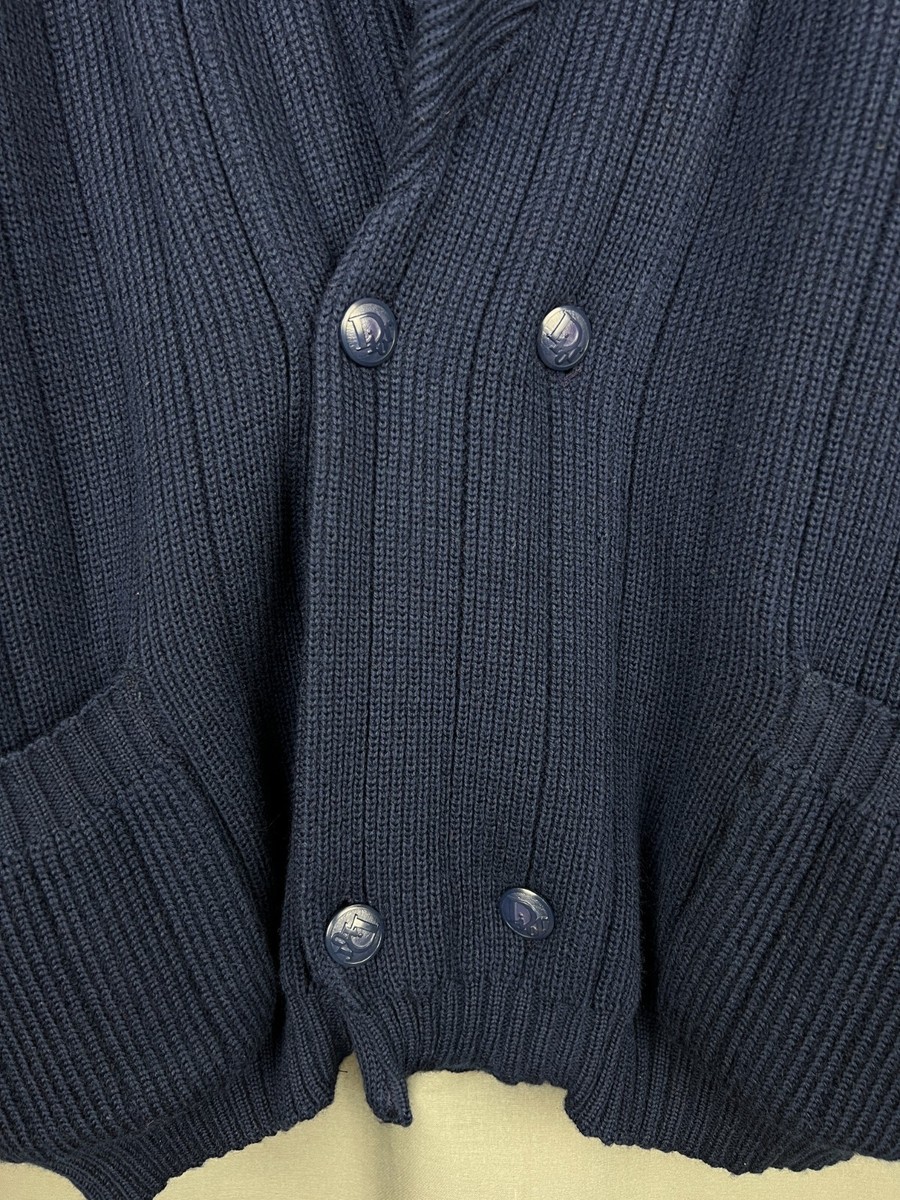 Vintage Christian Dior Blue Wool Heavy Knitted Cardigan Vintage Christian Dior Blue Wool Heavy Knitted Cardigan