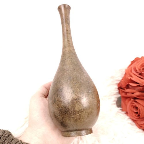 Vaso vintage in bronzo con boccioli MCM Murashido patina giapponese Giappone - Foto 3 di 7