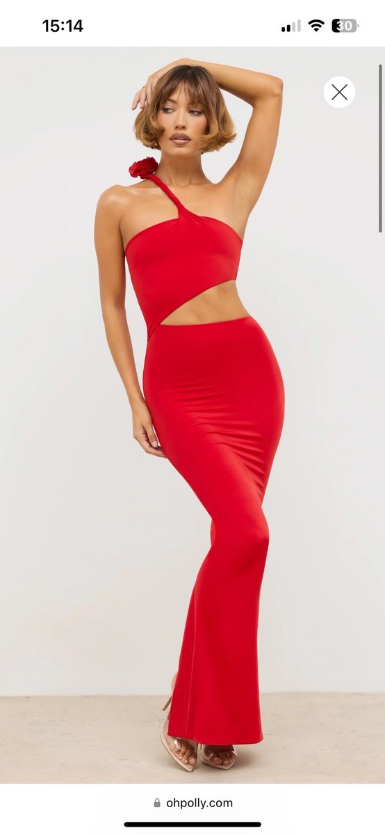 oh polly red cut out dress Oh Polly Chaya Off Shoulder Cut-Out Mini Dress in Red