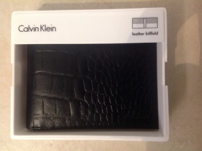 Calvin Klein Leder Geldbörse mit Doppelfaltung (schwarz strukturiert) NEU ETIKETT