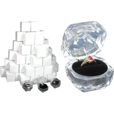 60 Ring Boxes Gift Display Crystal Box Case FindingKing