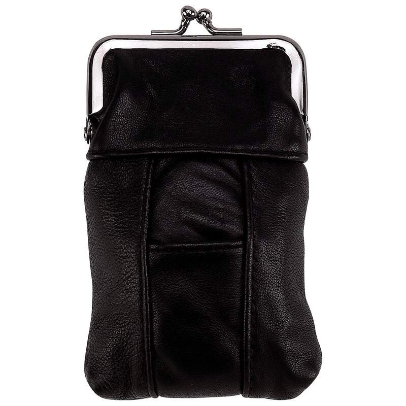 Cigarette Case Black Leather Smoke Tobacco Lighter Pocket ID Cash Holder Pouch