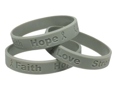 Brain Cancer Gray Silicone Awareness Bracelet Medical Grade