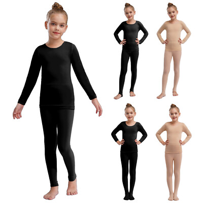 Kinder Mädchen Thermo Unterwäsche Set Herbst Winter Warm Oberteile+Strumpfhosen
