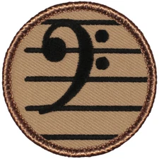 Bass Clef Patrol Patch - 2" Round Embroidered Patch