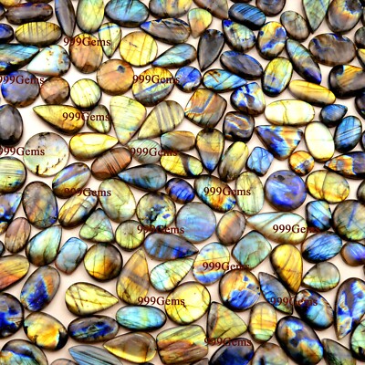 50Pcs Natural Multi Flash Labradorite Cabochon Loose Gemstone Lot 12-25mm Aproxx
