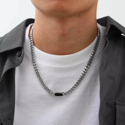 Collar para Hombre Estilo Hip Hop Cadena eslabon cubano de Acero inoxidable 22''