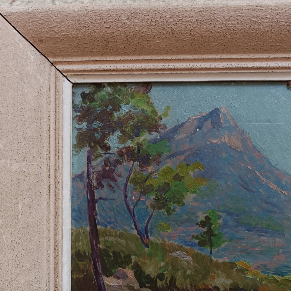 Etude huile/carton - Provence, vue du Mont Coudon (Toulon) ? - Photo 3/4