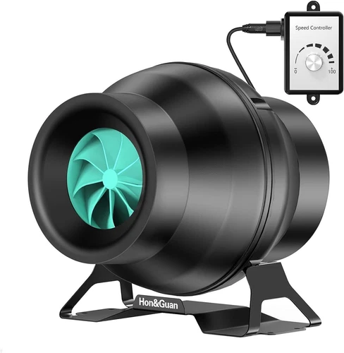 Hon&Guan 4 Inch Inline Duct Fan  With Variable Speed Controller, EC Motor