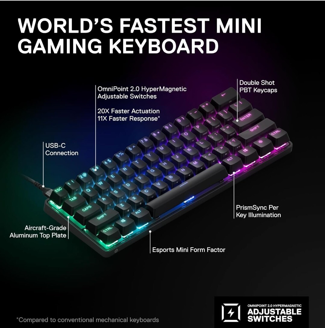 SteelSeries Apex Pro Mini WIRELESS RGB Mechanical Gaming Keyboard