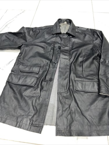 Giacca pelle nera uomo vintage 41-43 usata in buone condizioni - Foto 2 di 5