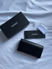 Brand New Chanel Eyeglass Sunglass Black leather Medium case Box cleaning cloth