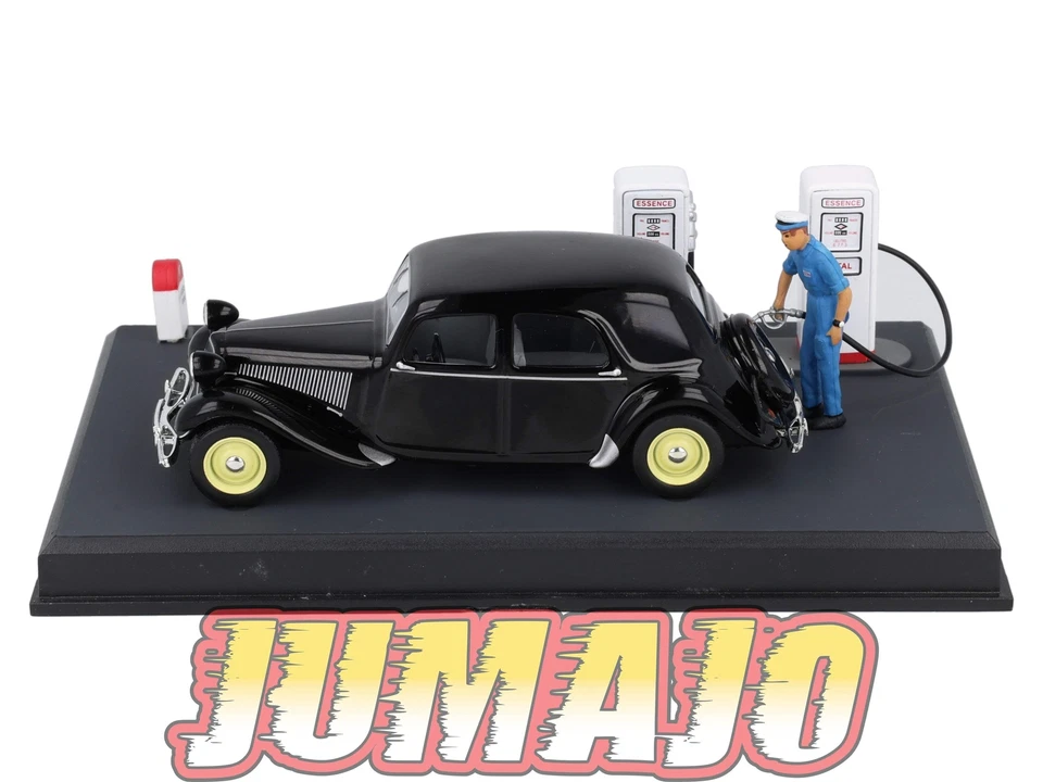 NB2 Voiture IXO 1/43 Diorama Route bleue CITROEN Traction berline le plein d'ess - Photo 2/4