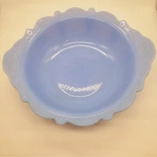 Vintage McKEE Blue Delphite Milk Glass Serving Bowl