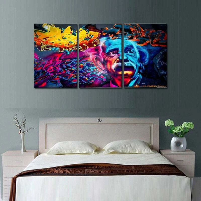 Multi Panel Print Einstein Psychedelic Canvas 5 Piece Wall Art Cannabis Pot Weed - Image 3 of 4